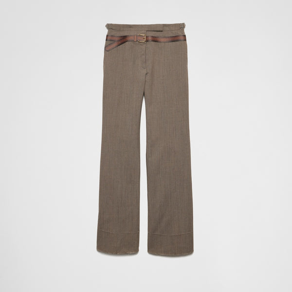 Technical wool pants with printed belt