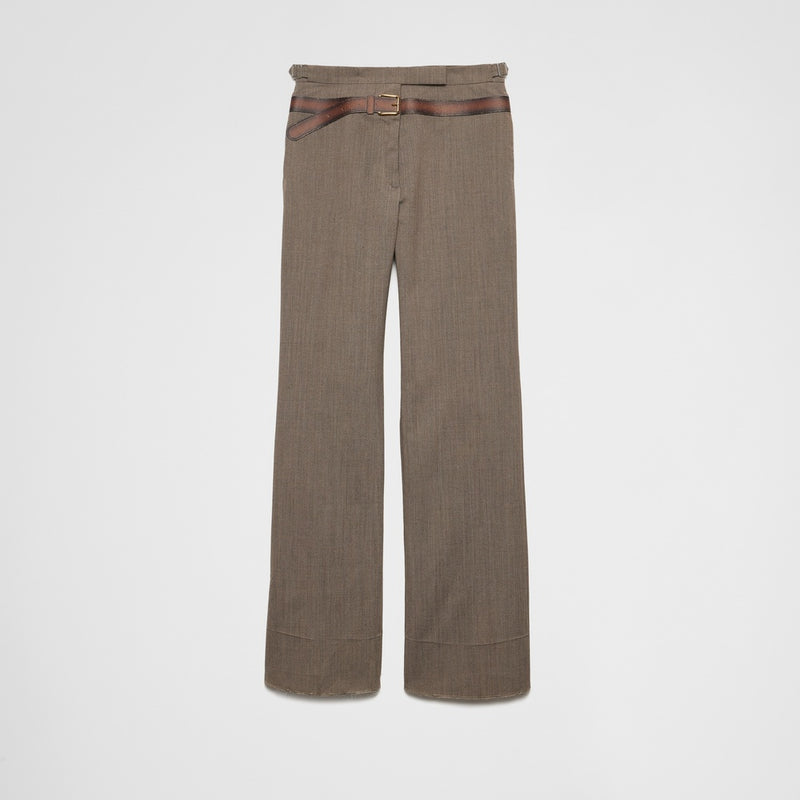Technical wool pants with printed belt