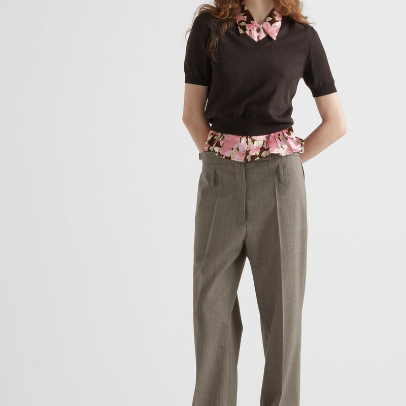 Technical wool pants with belt