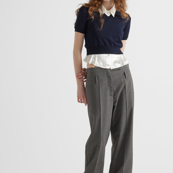 Technical wool pants with belt