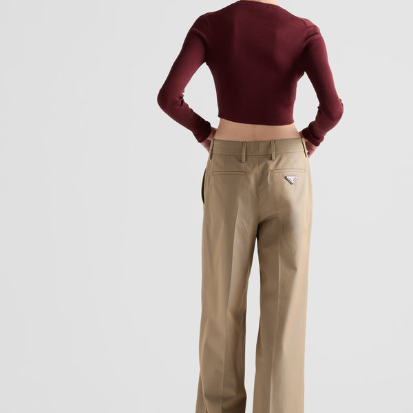 Twill pants with leather belt