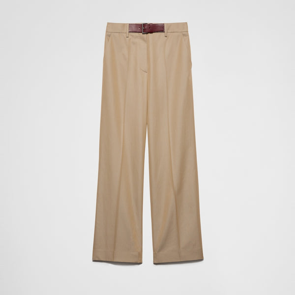 Twill pants with leather belt