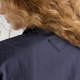 Short-sleeved technical pongé dress
