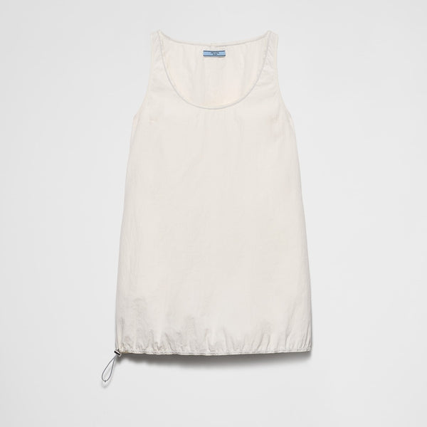 Sleeveless technical pongé mini-dress