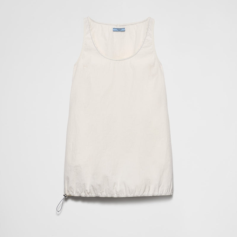 Sleeveless technical pongé mini-dress