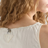 Sleeveless technical pongé mini-dress