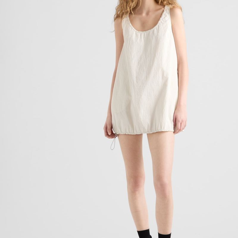 Sleeveless technical pongé mini-dress