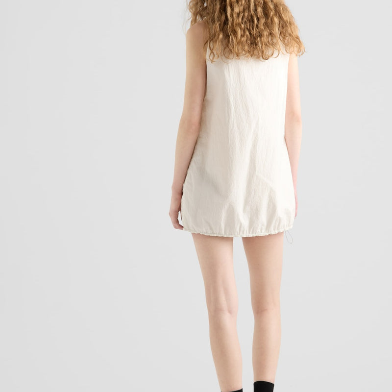 Sleeveless technical pongé mini-dress
