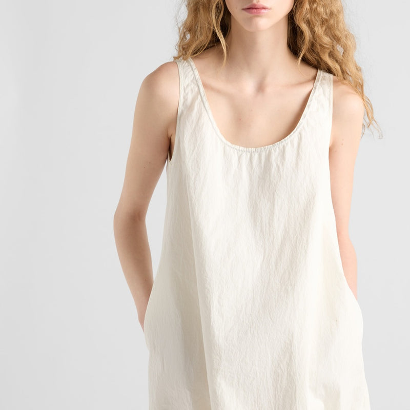 Sleeveless technical pongé mini-dress