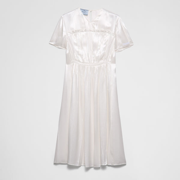 Embroidered satin midi-dress