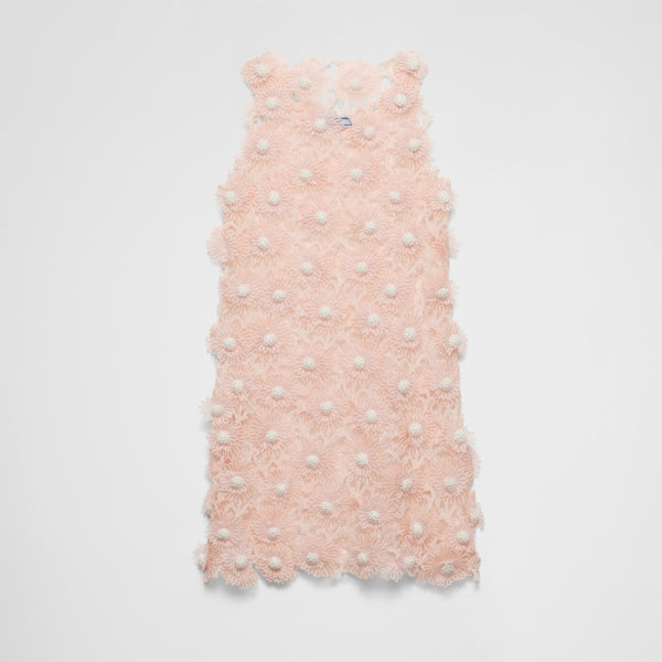 Guipure short dress with Dahlia embroidery