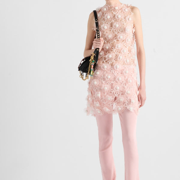 Guipure short dress with Dahlia embroidery