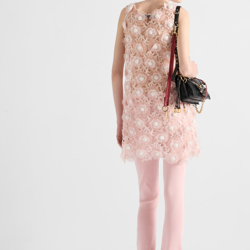 Guipure short dress with Dahlia embroidery