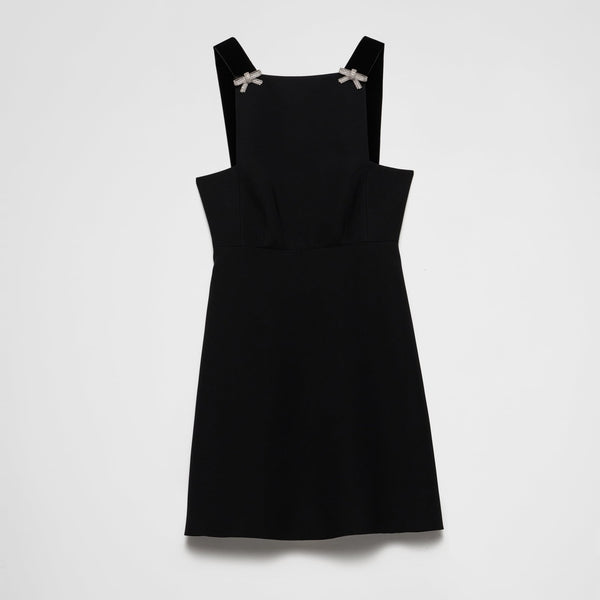 Embroidered cady mini-dress