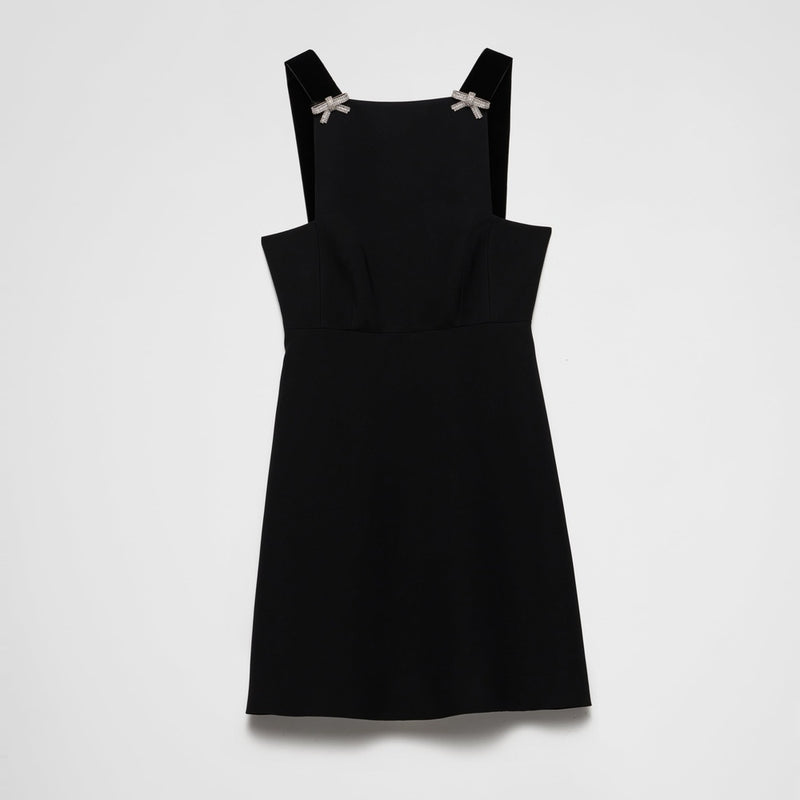 Embroidered cady mini-dress