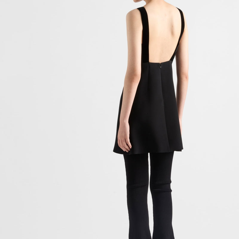Embroidered cady mini-dress