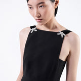 Embroidered cady mini-dress