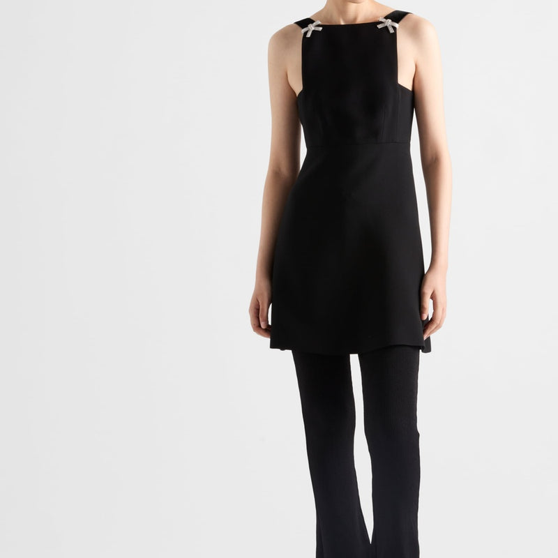 Embroidered cady mini-dress