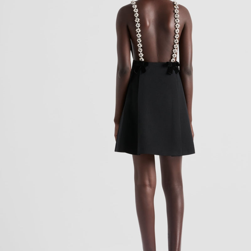 Embroidered sablé mini-dress