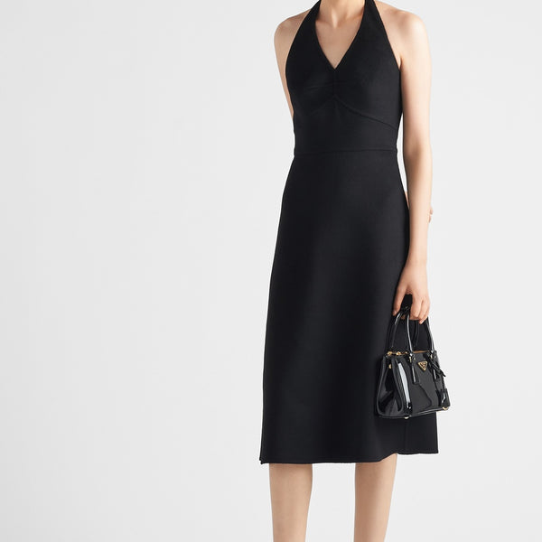 Double cashmere halter midi-dress