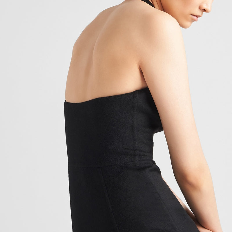 Double cashmere halter midi-dress
