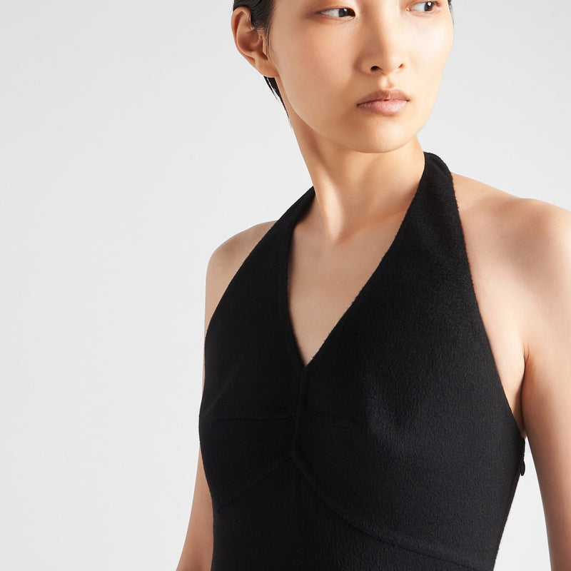 Double cashmere halter midi-dress