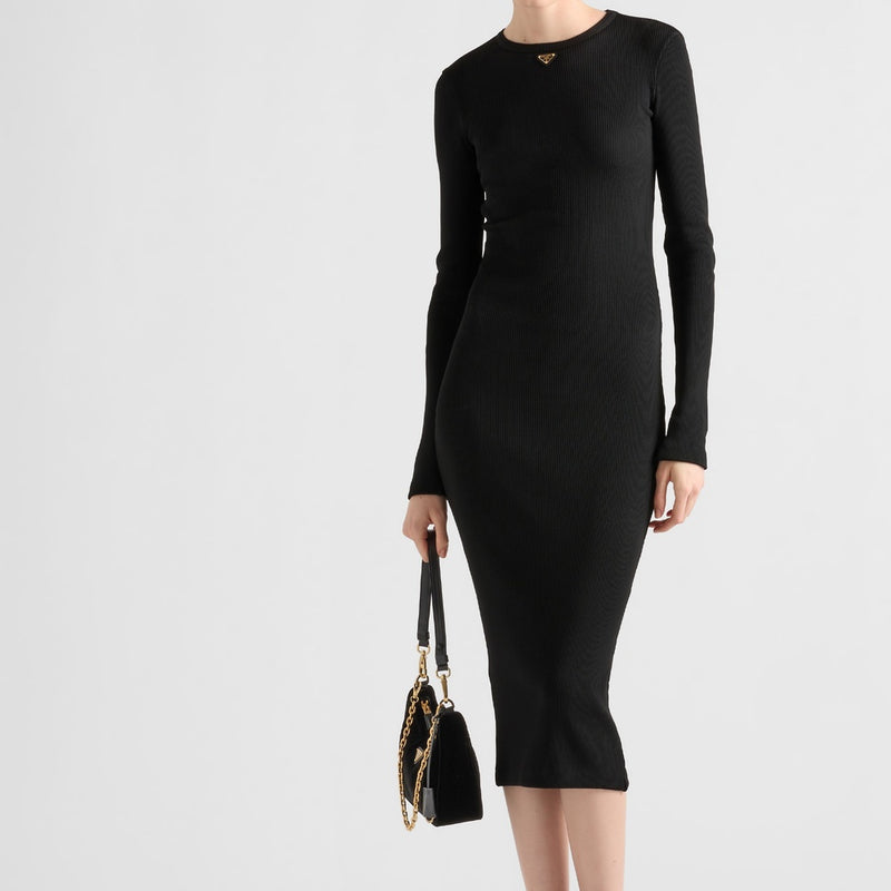 Ribbed knit jersey dress
