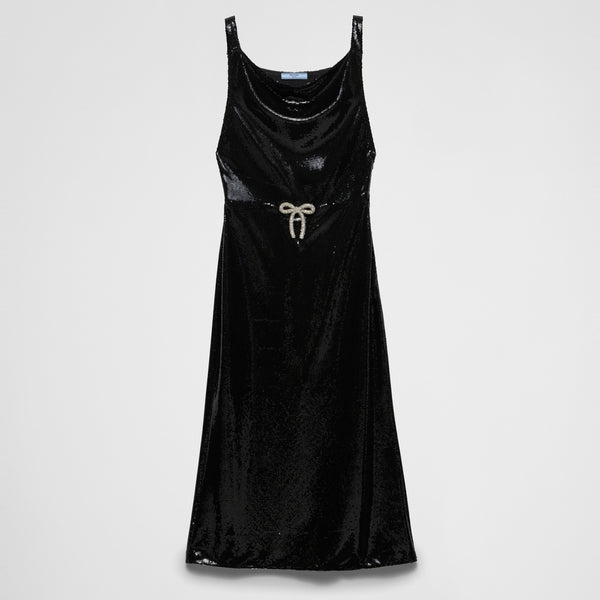 Sequined jersey satin dress
