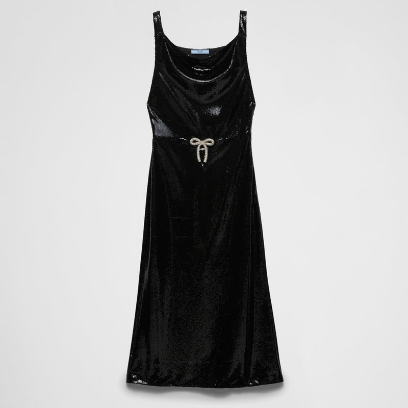 Sequined jersey satin dress