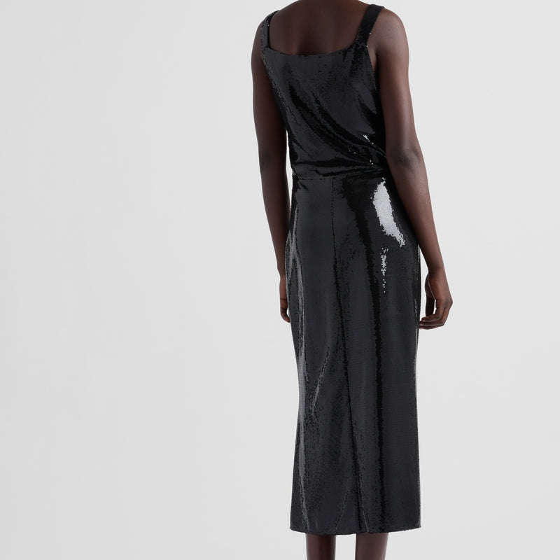 Sequined jersey satin dress