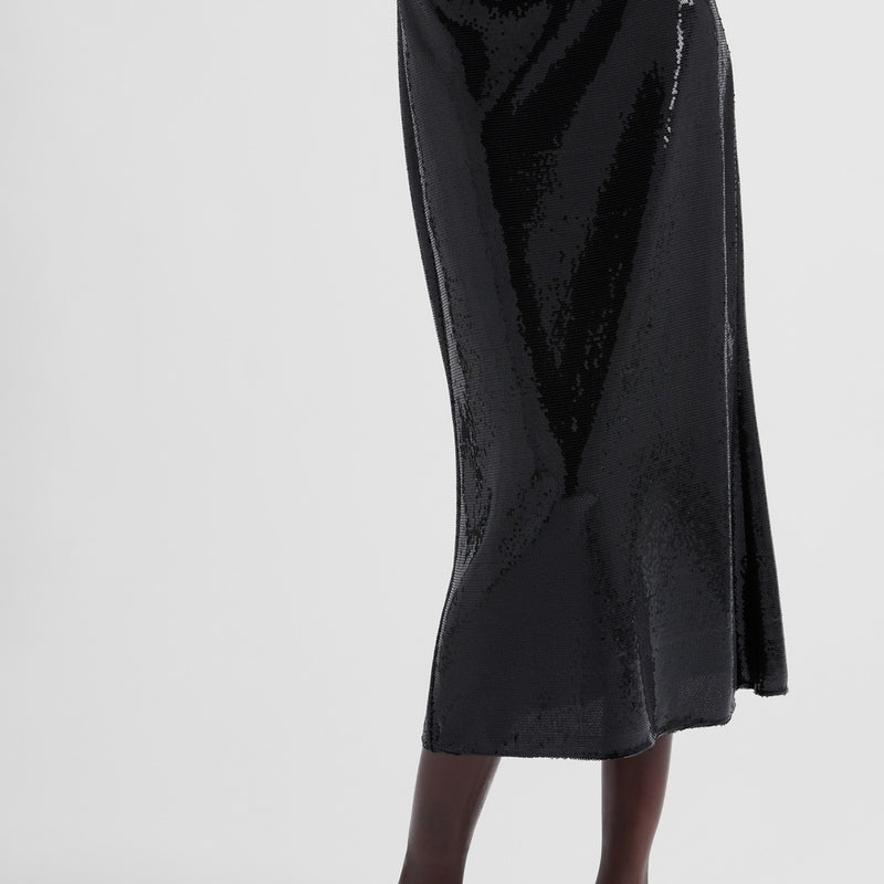 Sequined jersey satin dress