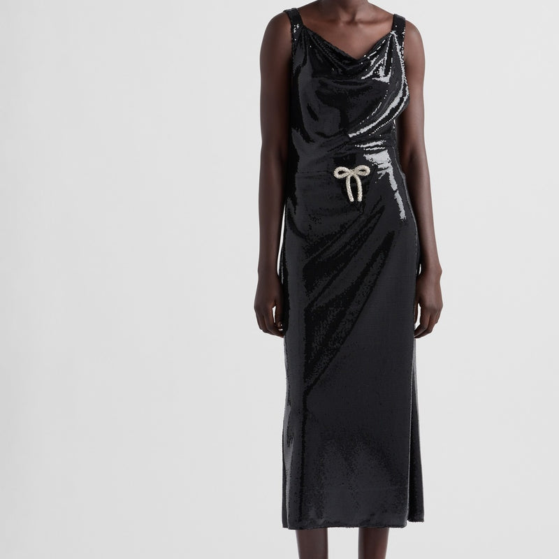Sequined jersey satin dress