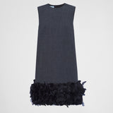 Embroidered wool mini-dress