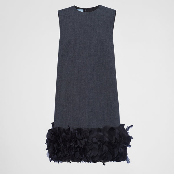 Embroidered wool mini-dress