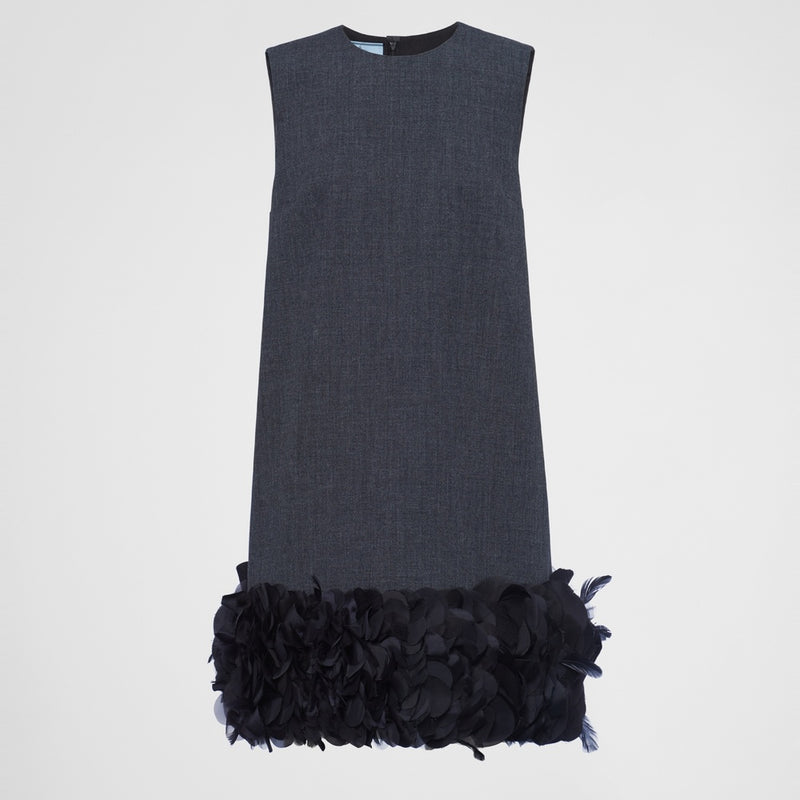 Embroidered wool mini-dress
