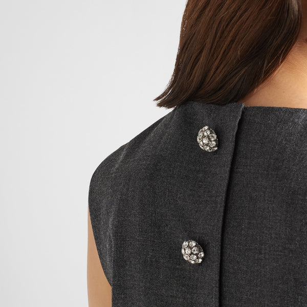 Embroidered wool mini-dress