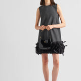 Embroidered wool mini-dress