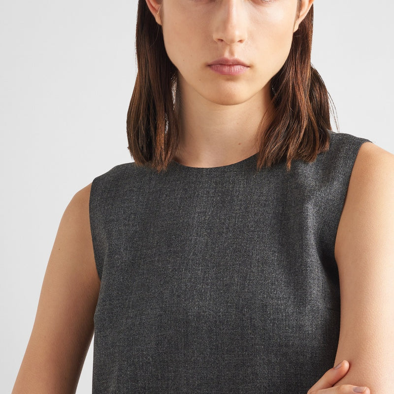 Embroidered wool mini-dress