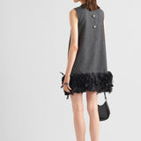 Embroidered wool mini-dress