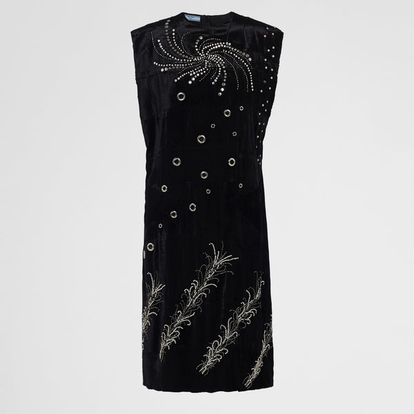 Embroidered velvet dress