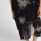 Embroidered dress with fringe