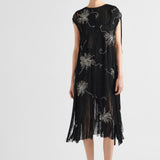 Embroidered dress with fringe