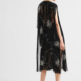 Embroidered dress with fringe