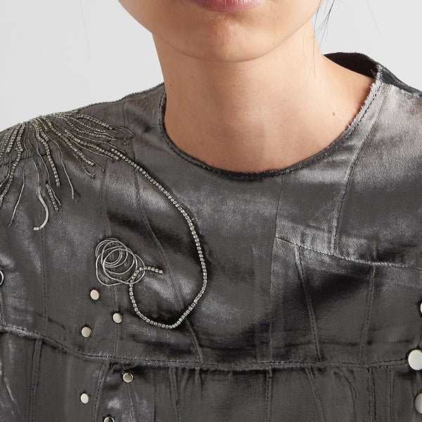 Embroidered velvet dress