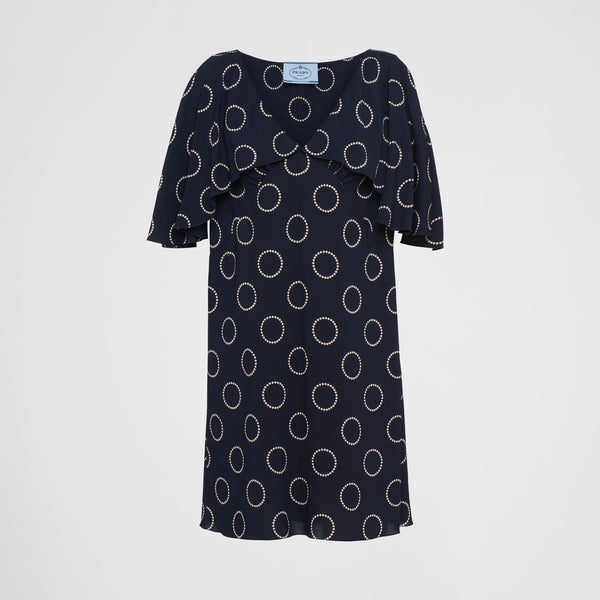 Printed sablé mini-dress