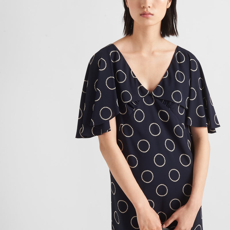 Printed sablé mini-dress