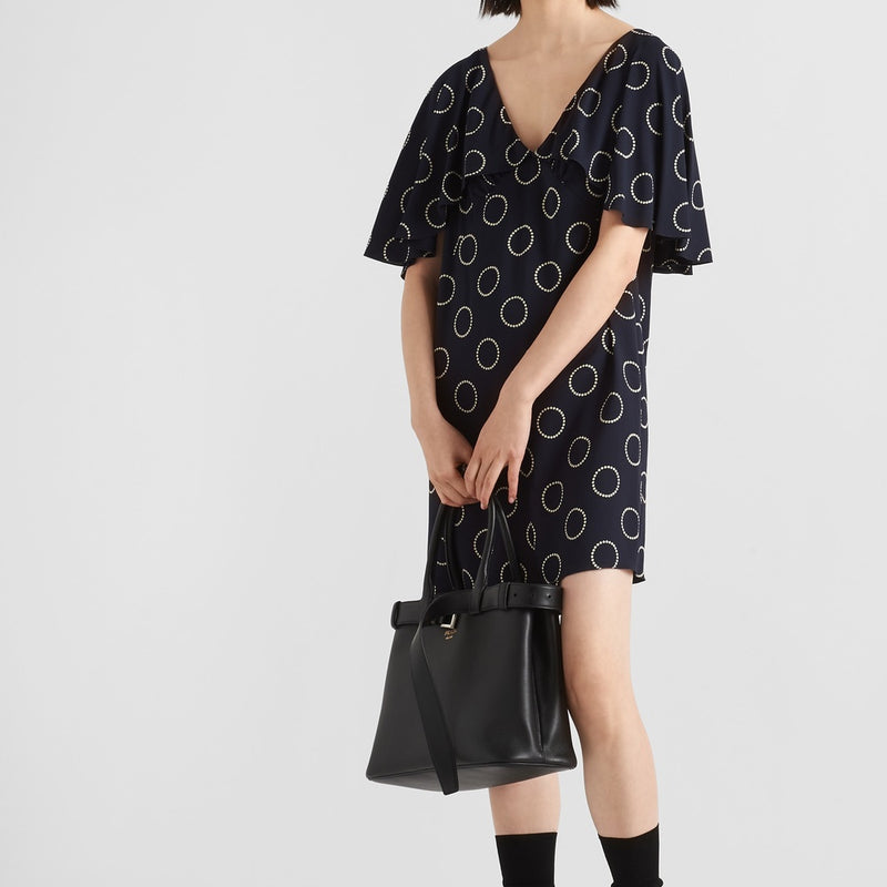 Printed sablé mini-dress