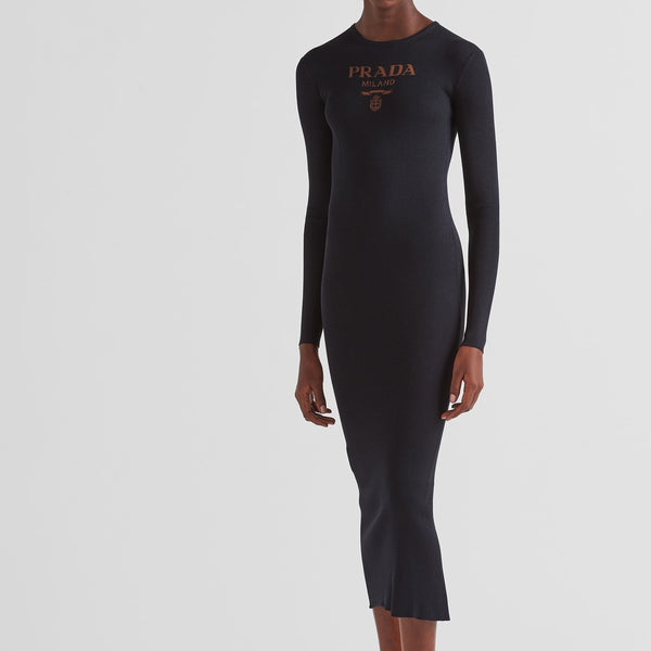Long silk knit dress