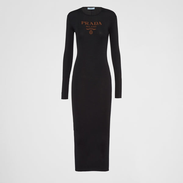 Long silk knit dress