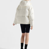 Medium-weight hooded soft fabric down jacket